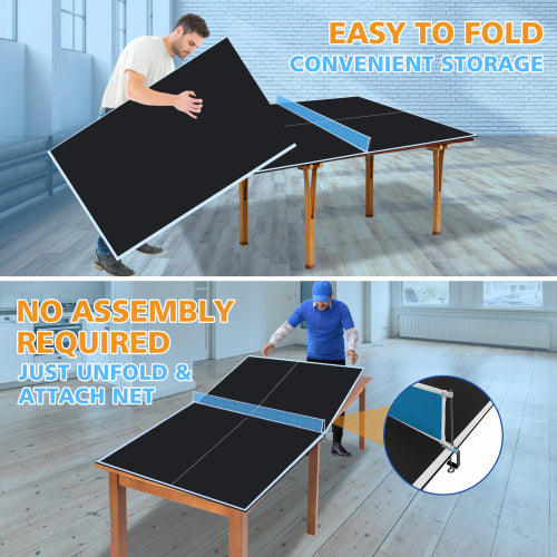 7 X4ft Black Mid-Size Ping Pong Conversion Top Foldable & Portable Table Tennis Table Top For Indoor Games