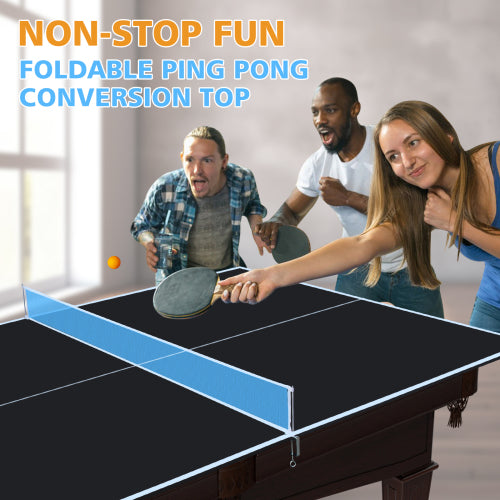 7 X4ft Black Mid-Size Ping Pong Conversion Top Foldable & Portable Table Tennis Table Top For Indoor Games
